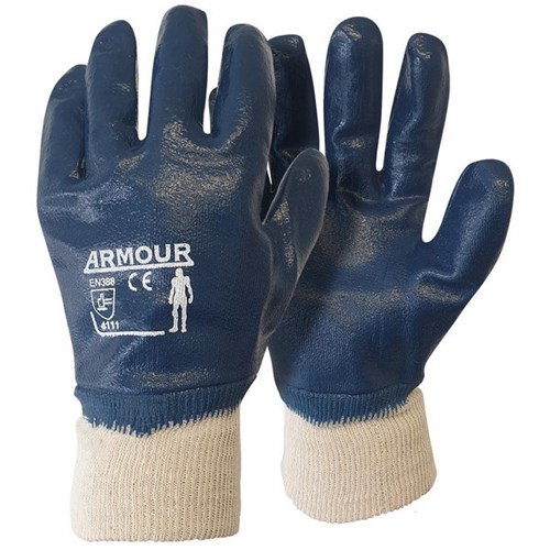 Armour Fully Coated Nitrile Gloves Blue, Pair