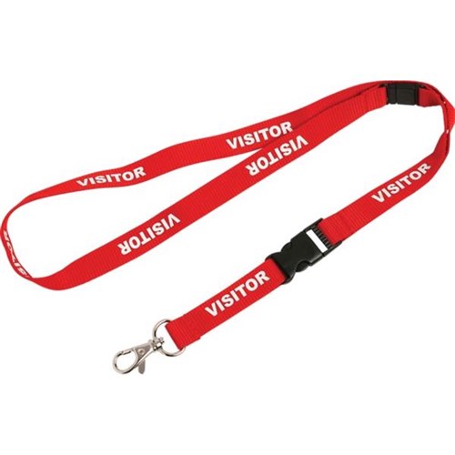 Rexel Visitor Printed Lanyards, Red, Pack of 5 | OfficeMax NZ