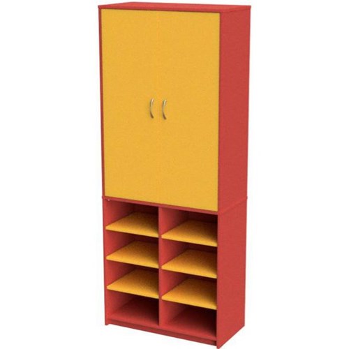 Zealand Teacher's Wall Unit With Open Base Red/Yellow 800x400x2000mm
