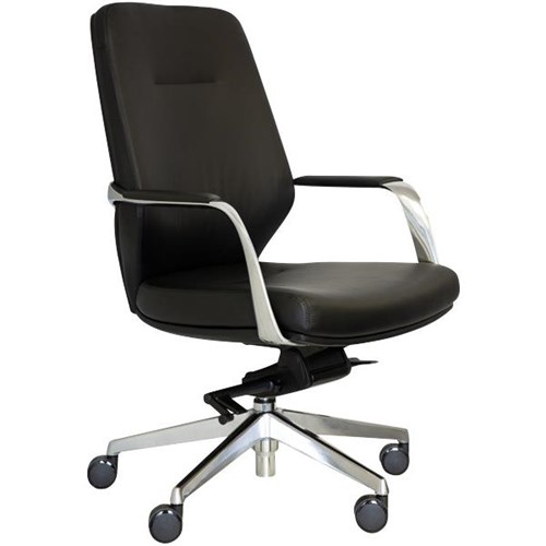 Ravello Executive Chair Low Back With Arms Leather/Black Polished Base
