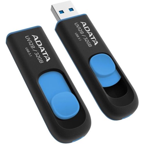 Adata UV128 Flash Drive 32GB USB 3.0 Black/Blue | OfficeMax NZ