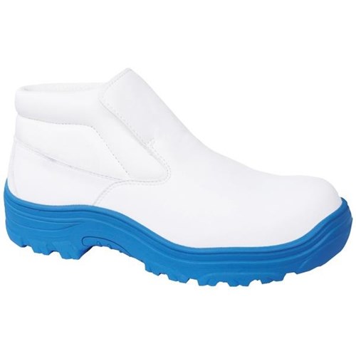 Paraflex Slip On Safety Boots Blue Sole Soft Collar White