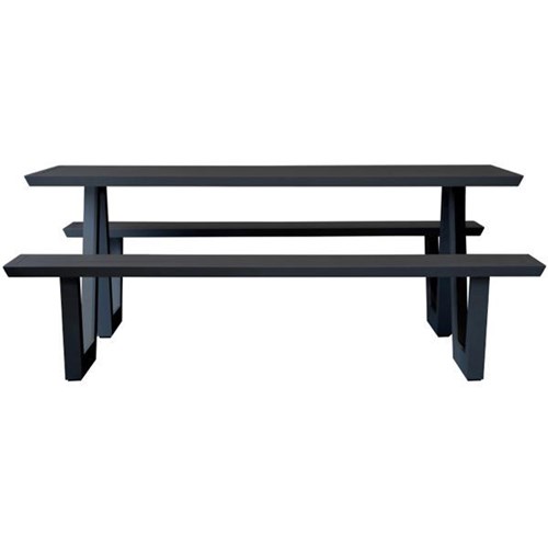 Tahoe Outdoor Table With Benches 1600x830mm Charcoal