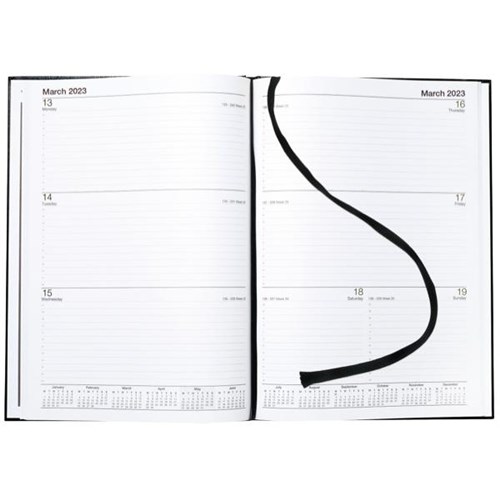 Winc A43 Hourly Appointment Diary Recycled A4 Week To View 2023 Black 