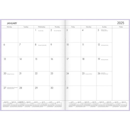 Collins A4 Diary Planner A4 Month To View 2025 Fragrant Lavender