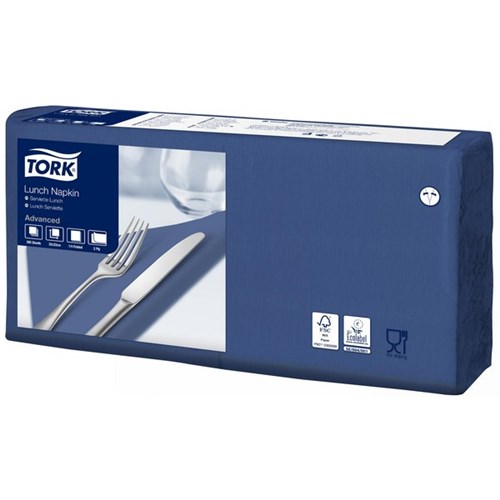 Tork Edge Emboss Lunch Napkins 2 Ply Dark Blue, Pack of 200