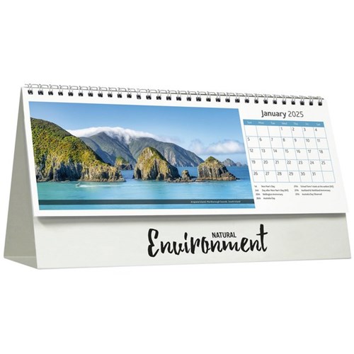 Easy2C Desk Calendar Month To View Natural Environment 2025