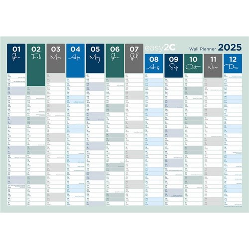 Easy2C Wall Planner Double Sided 990x700mm 2025