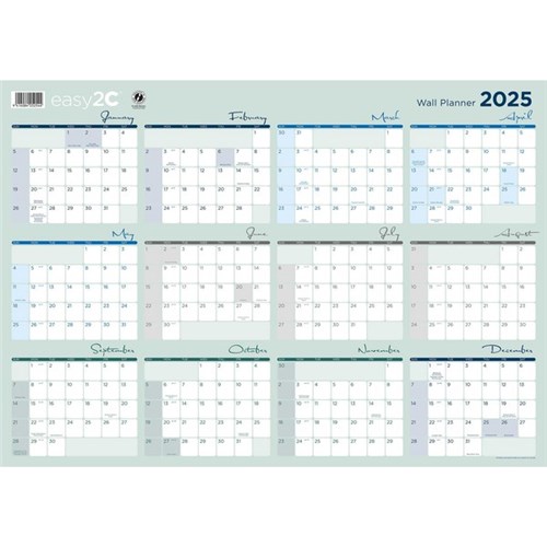 Easy2C Wall Planner Double Sided Laminated 990x700mm 2025