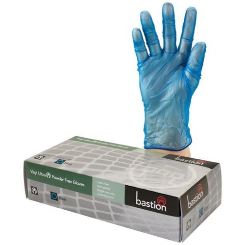 Bastion Vinyl Ultra Gloves Powder Free XL Blue, Carton of 10 Packs