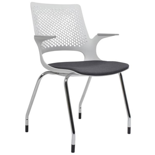 Konfurb Harmony Visitor Chair With Arms Light Grey/Charcoal/Chrome
