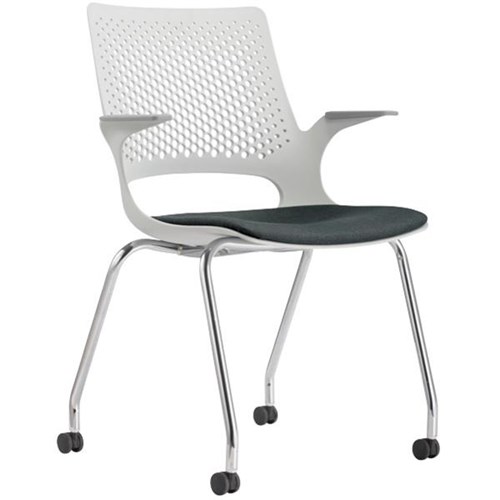 Konfurb Harmony Visitor Chair With Arms Castors Light Grey/Charcoal/Aluminium