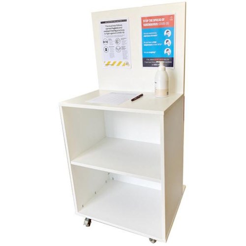 Mobile Sanitise Storage Station Bookcase 600x500x1290mm Snowdrift *Accessories Not Included