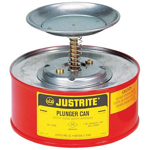 Justrite Safety Spill Plunger Can 1L Red