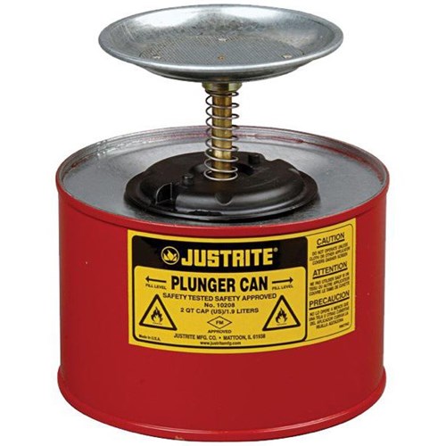 Justrite Safety Spill Plunger Can 2L Red