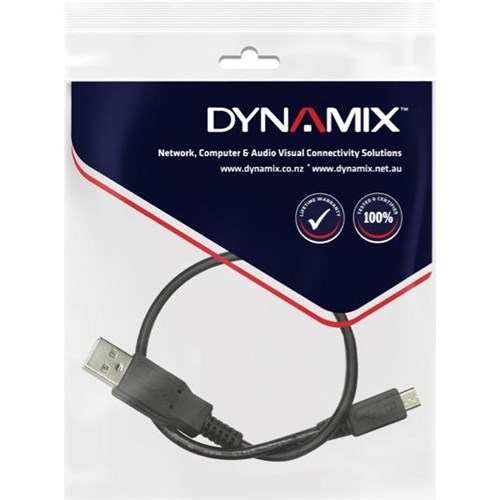Dynamix USB 2.0 USB-A Micro-B Male to USB-A Male Adaptor Cable 1.2m Black