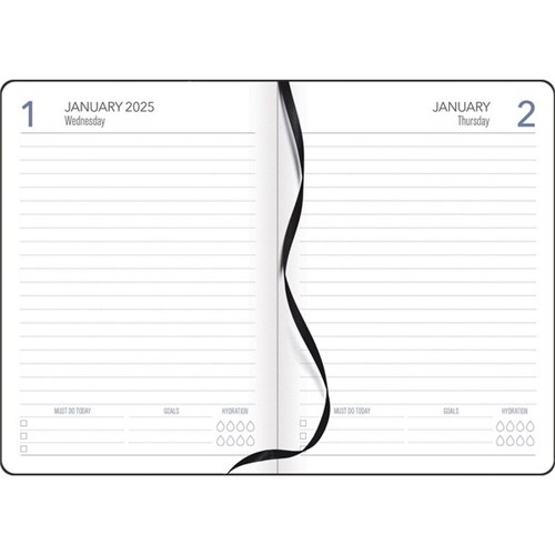 Collins A51 Coloured Edge Diary A5 1 Day Per Page 2025 Black