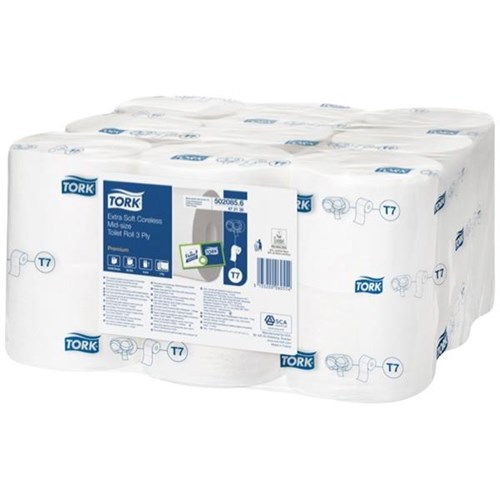 Tork T7 Premium Coreless Toilet Tissue Roll Extra Soft 3 Ply 472139, Carton of 18