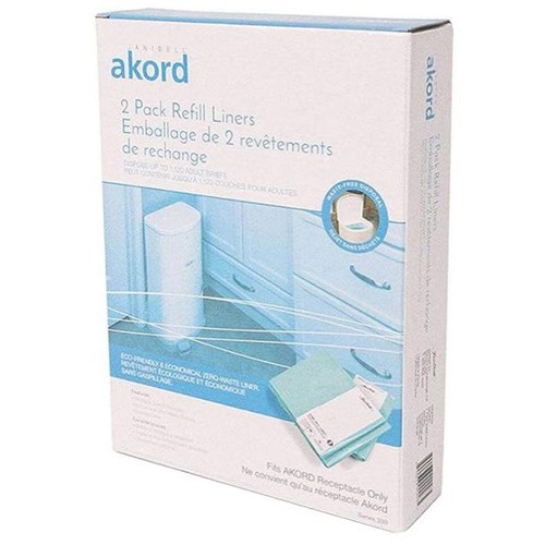 Korbell Akord Maxi Nappy Rubbish Bin Liner Bag Continuous Refill 41L, Pack of 2