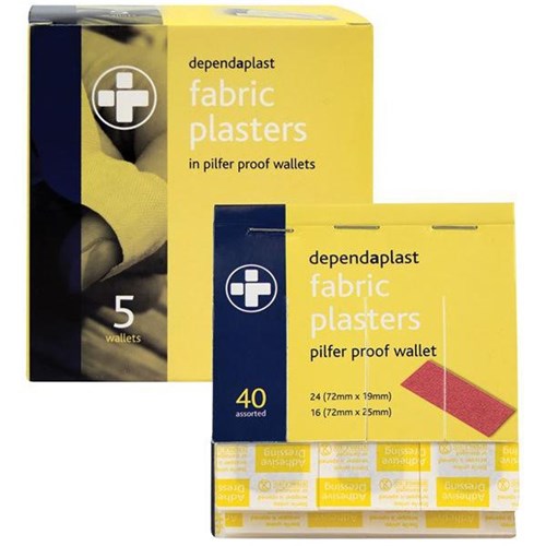 Dependaplast Pilfer Proof Fabric Plasters, Box of 5 Packs