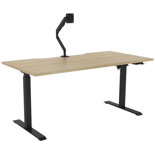 Breeze Active Electric Height Adjustable Desk Monitor Arm No Bluetooth 1600mm Atlantic Oak/Black