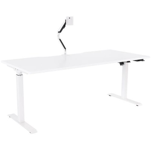 Breeze Active Electric Height Adjustable Desk Monitor Arm No Bluetooth 1800mm White/White
