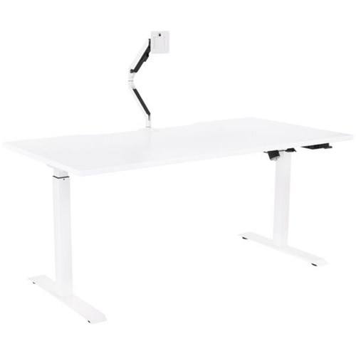 Breeze Active Electric Height Adjustable Desk Monitor Arm Bluetooth 1600mm White/White