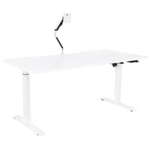 Breeze Active Electric Height Adjustable Desk Monitor Arm Bluetooth 1800mm White/White