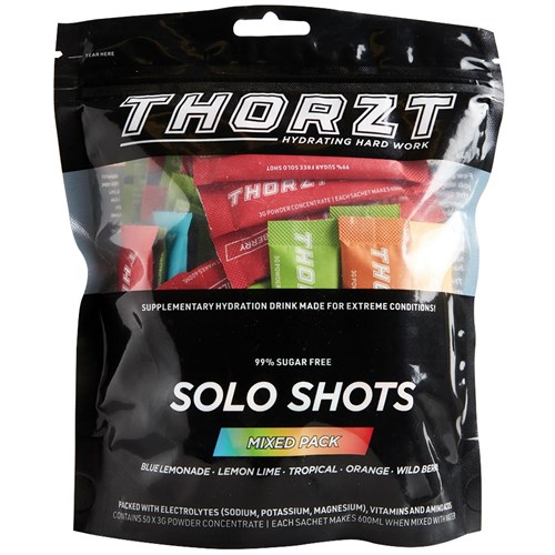 Thorzt Hydration Sugar Free Solo Shots Powdered Concentrate Mixed Flavour Pack 3g, Pack of 50