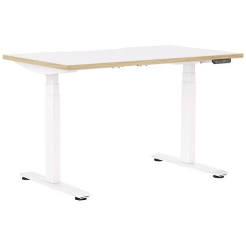 Klever Electric Single User Height Adjustable Desk 1200mm Snowdrift/Classic Oak/White