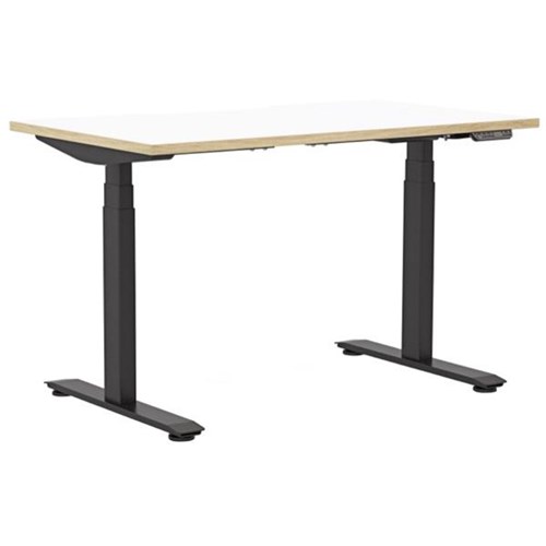 Klever Electric Single User Height Adjustable Desk 1200mm Snowdrift/Classic Oak/Black