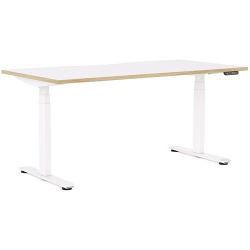 Klever Electric Single User Height Adjustable Desk 1500mm Snowdrift/Classic Oak/White