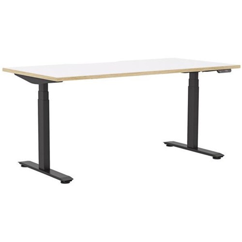 Klever Electric Single User Height Adjustable Desk 1500mm Snowdrift/Classic Oak/Black