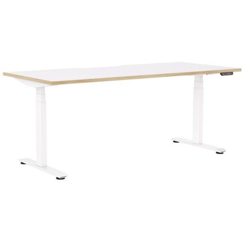 Klever Electric Single User Height Adjustable Desk 1800mm Snowdrift/Classic Oak/White