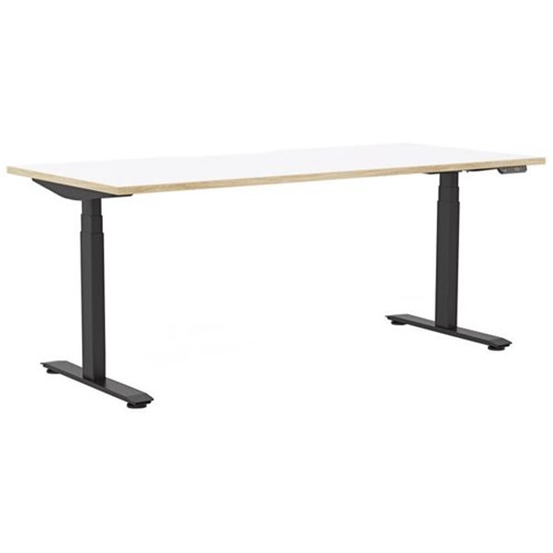 Klever Electric Single User Height Adjustable Desk 1800mm Snowdrift/Classic Oak/Black