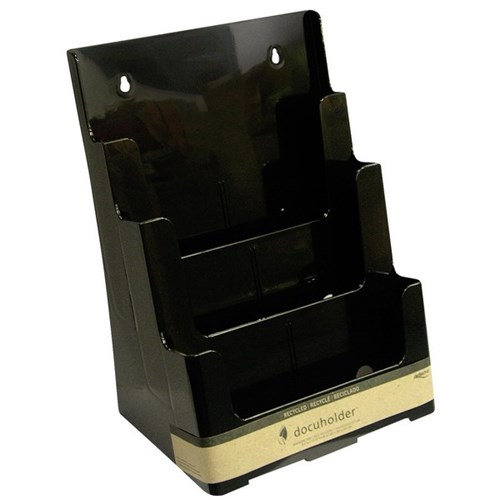 Deflecto Brochure Holder Recycled Plastic A4 3 Tier Black