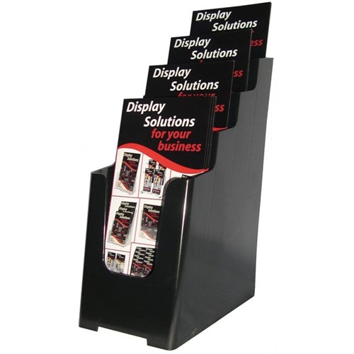 Deflecto Brochure Holder Recycled Plastic DLE 4 Tier Black