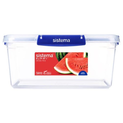 Sistema Klip It Plus Plastic Food Container Rectangular 3.35L