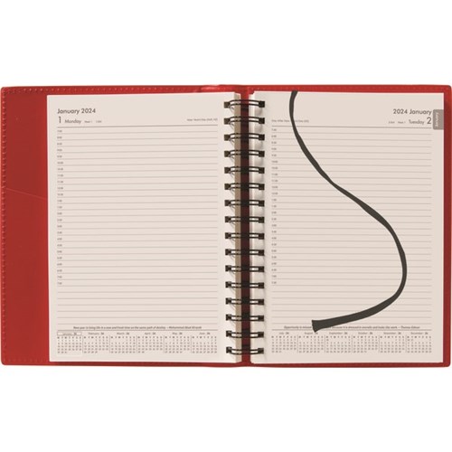 Winc A51 1/2 Hour Appointment Diary PVC A5 1 Day Per Page 2024 Red