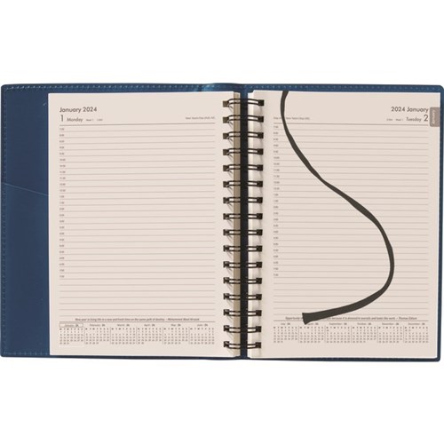 Winc A51 1/2 Hour Appointment Diary PVC A5 1 Day Per Page 2024 Blue