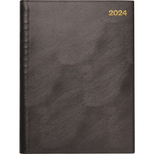 Winc A51 1/2 Hour Appointment Diary PVC A5 1 Day Per Page 2024 Black