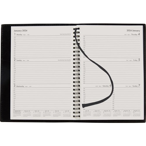 Winc A43 Hourly Appointment Diary A4 Week To View 2024 Black