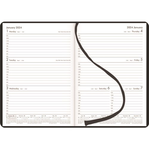 Winc A53 Hourly Appointment Diary Recycled A5 Week To View 2024 Black