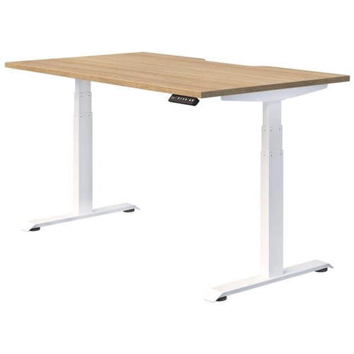 Switch Electric Single User Height Adjustable Desk 1500mm Classic Oak/White