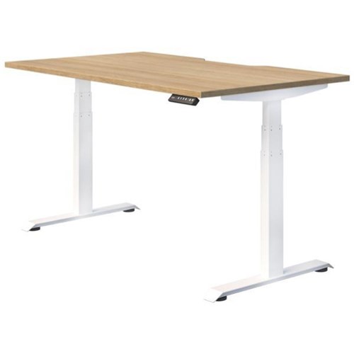 Switch Electric Single User Height Adjustable Desk 1800mm Classic Oak/White
