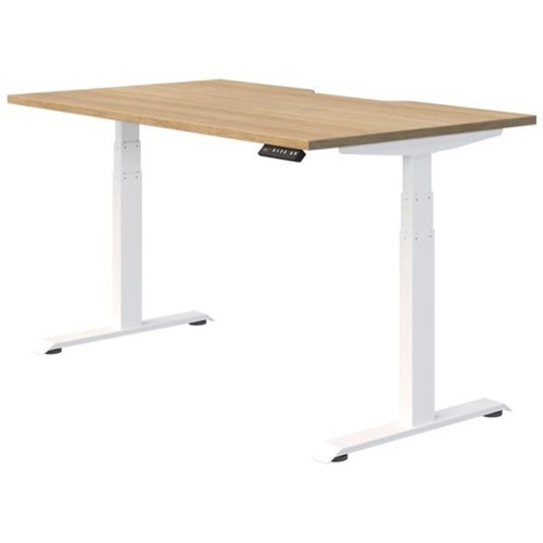 Switch Electric Single User Height Adjustable Desk 1200mm Classic Oak/White