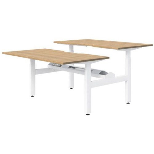 Switch Electric 2 Pod Height Adjustable Desk 1800mm Classic Oak/White