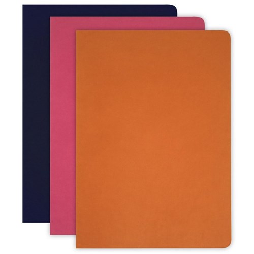 A5 PU Notebook Sewn Assorted Colours 64 Pages, Pack of 3