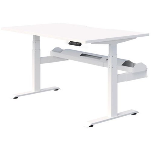 Fiord Plus Electric Single User Height Adjustable Desk 1500mm Snowdrift/White