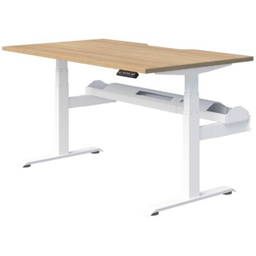 Fiord Plus Electric Single User Height Adjustable Desk 1200mm Classic Oak/White